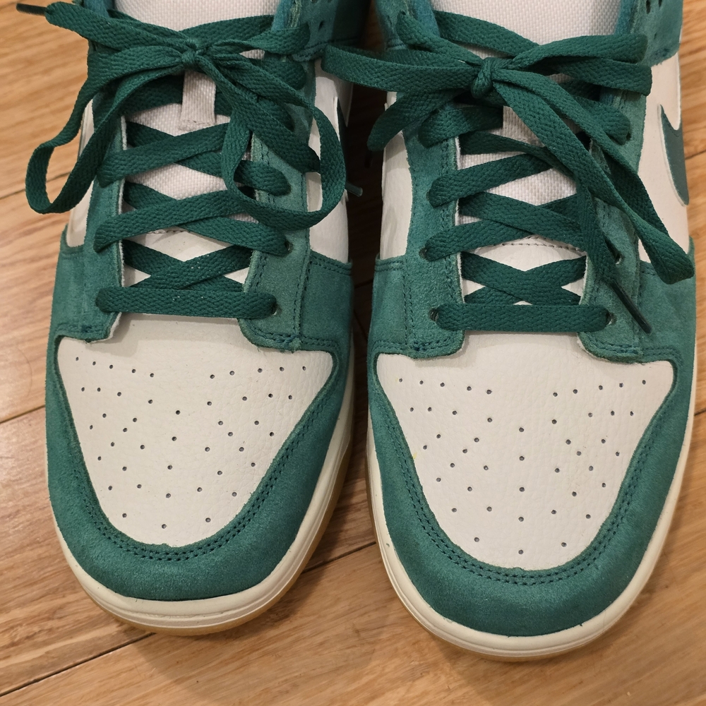 Nike Dunk Low Green White Suede Sneakers - Picture 9 of 10